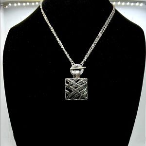 Vintage David Sigal 925 Sterling Black Enameled Channel Set Crystals Pendant